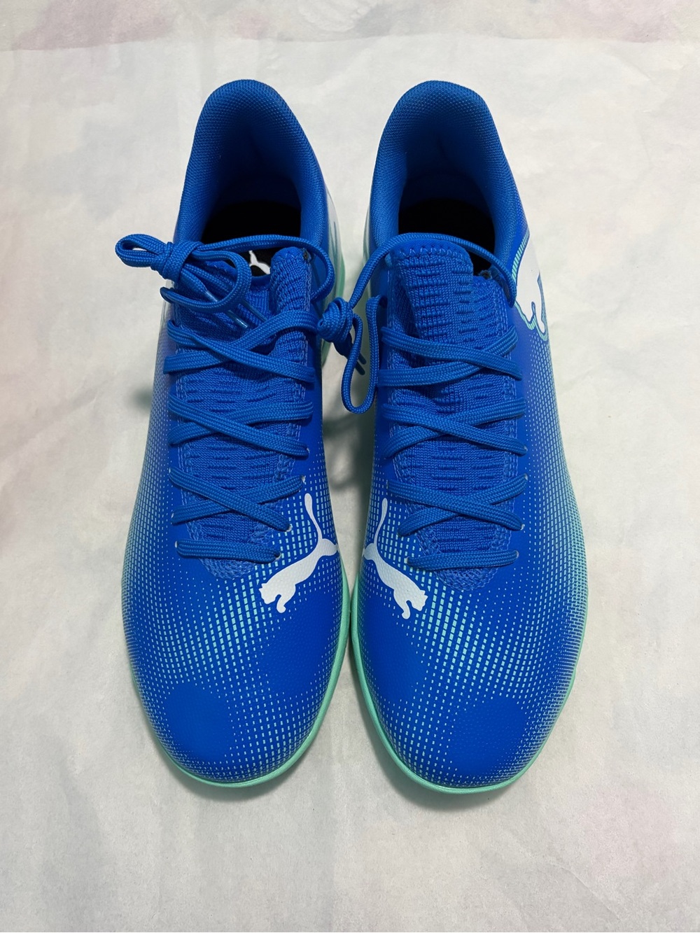 Puma Bright Blue Athletic Soccer Shoes with White Logo